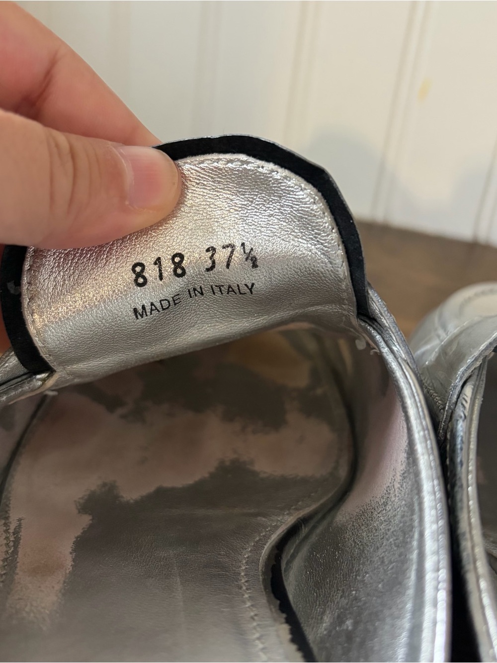 PRADA Silver Metallic Leather Mules Loafer Slides size 7 37.5 - Picture 7 of 12